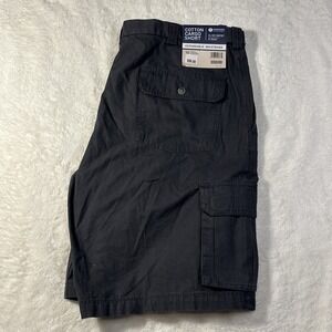 Haggar All Day Comfort Stretch Tech Mens 10" Cargo Short, Sz 38W Dark Grey